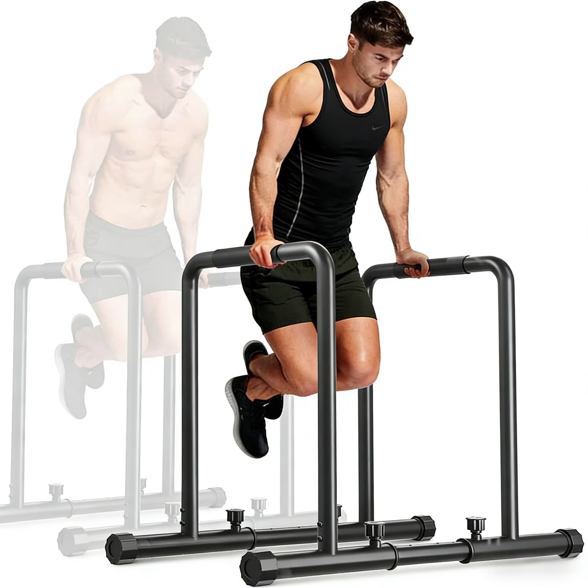 TEMU 1 Adjustable Dip Stand | Heavy Duty 500kg (1100lbs) Capacity Dip Bar & Parallel Bars With Safety Connector | Calisthenics & Gymnastics Equipment
