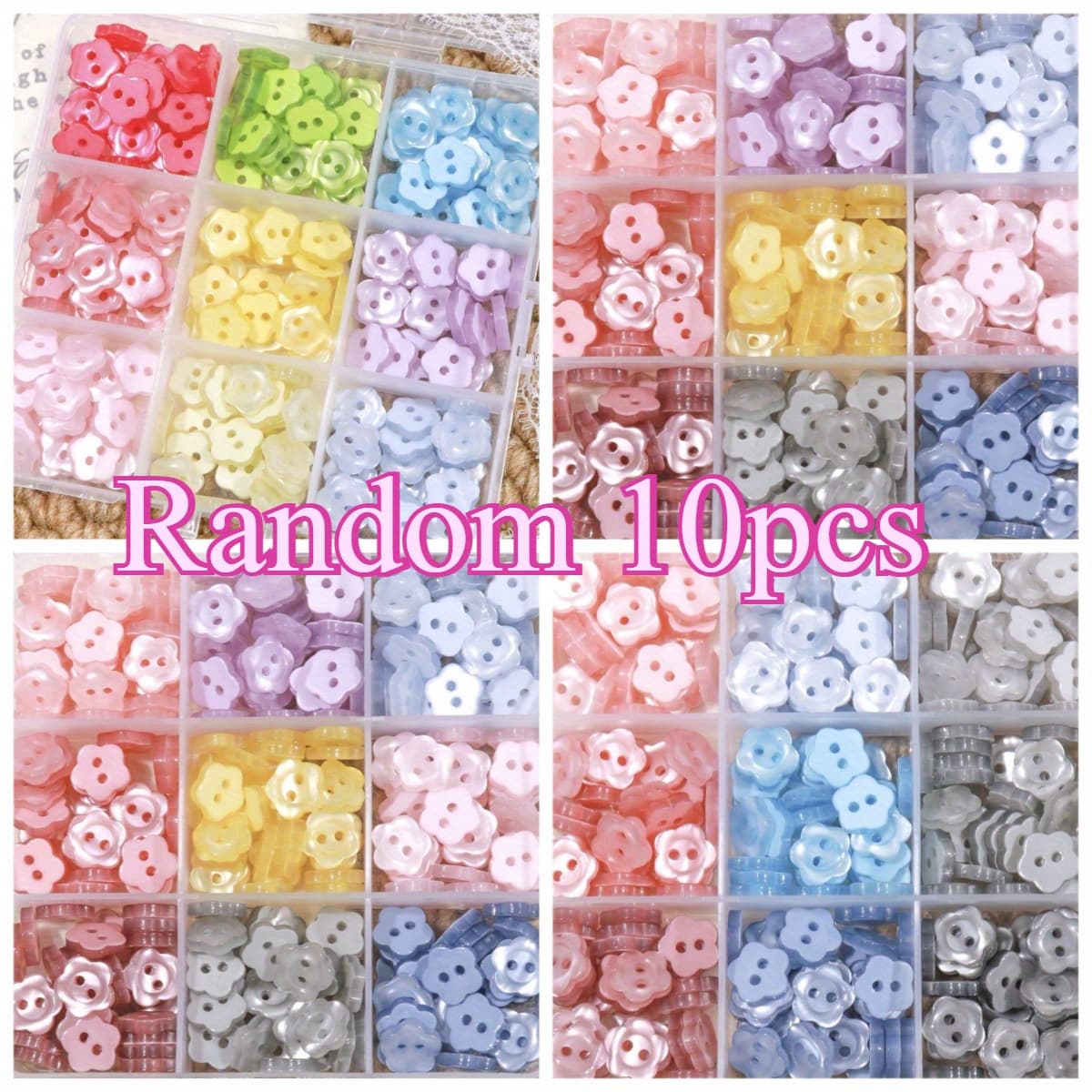 TEMU 10pcs Multicolor Pearlescent Small Flower Buttons, Sewing Fabric Buttons, Handmade Supplies Crochet Additions Small Buttons