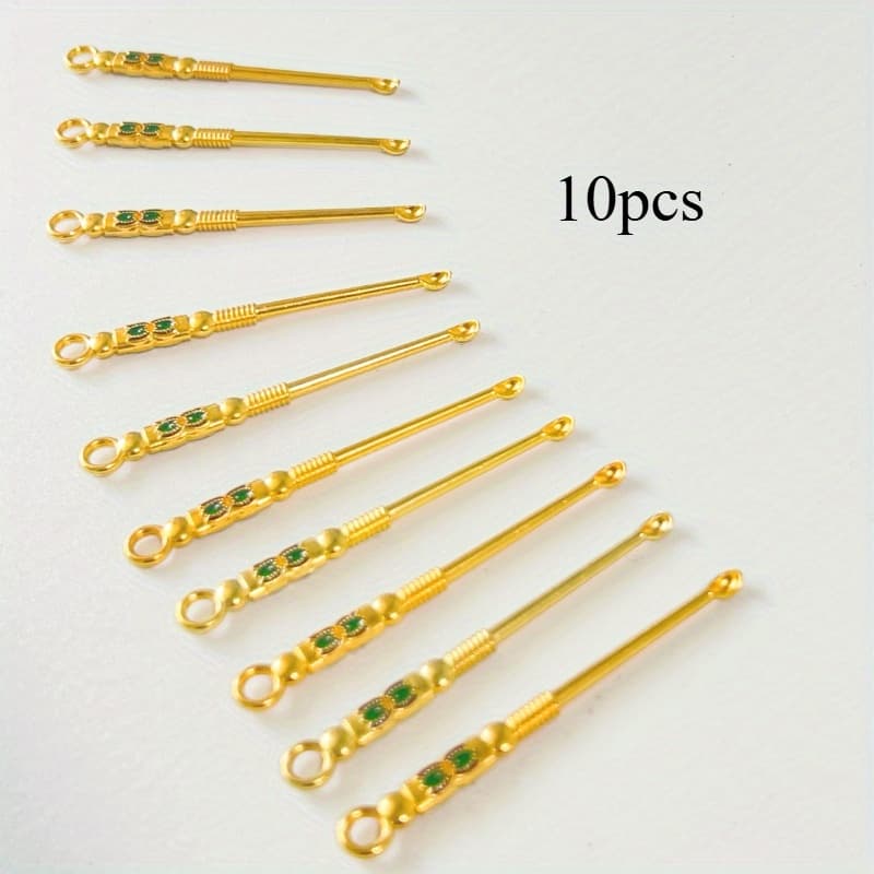 TEMU Set Of 10 Golden Ear Scoops, Designed For Portability And Attached To A Keychain, Serving As Small For Ear Cleaning.