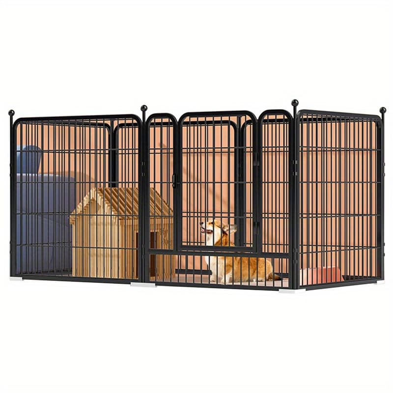 TEMU Dog Playpen, Heavy Duty Dog Pet Puppy Metal Playpen Play Pen Rabbit Pig Hutch Run Enclosure Foldable Black, 120* 60* 60cm