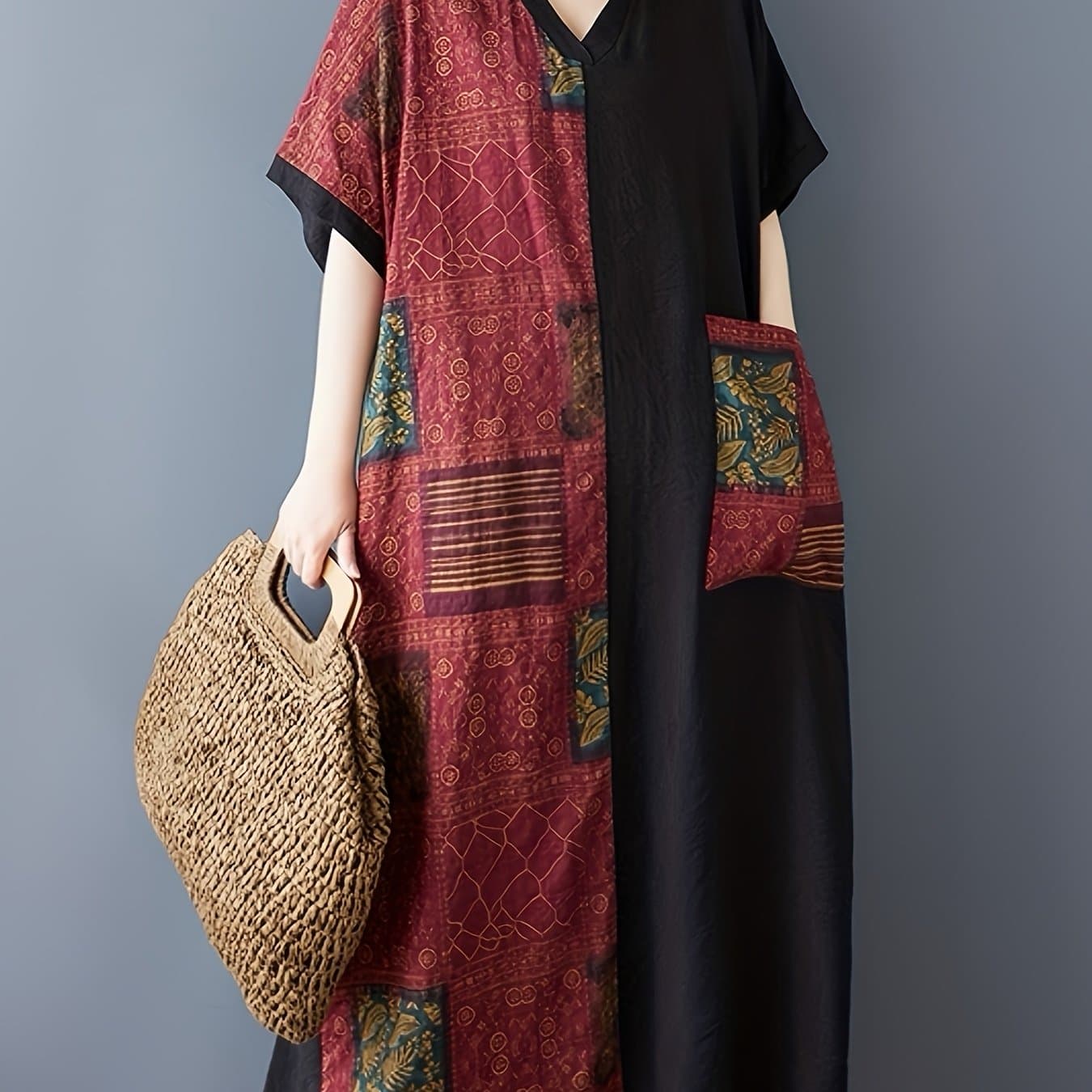 TEMU Notch V-neck Dress