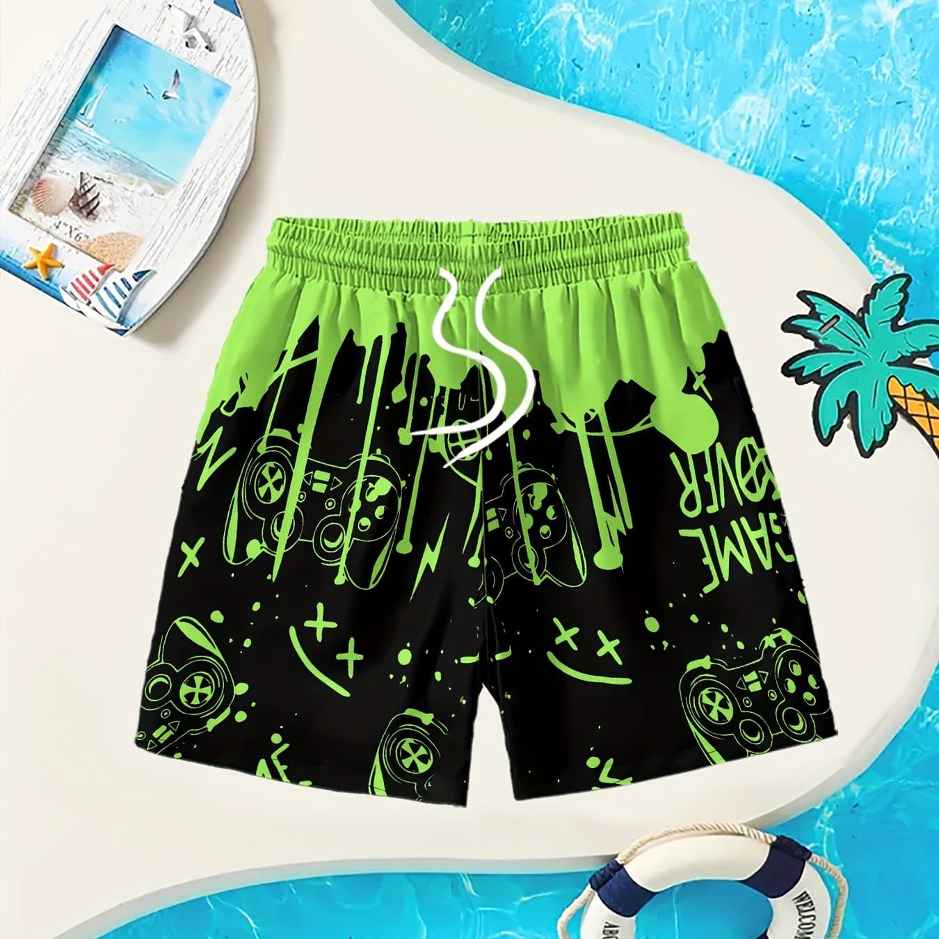 TEMU Comfortable And Creative Patterned Shorts For Boys, Perfect For Summer Outdoor Leisure And Quick-drying. For Beach Vacations During The Summer,