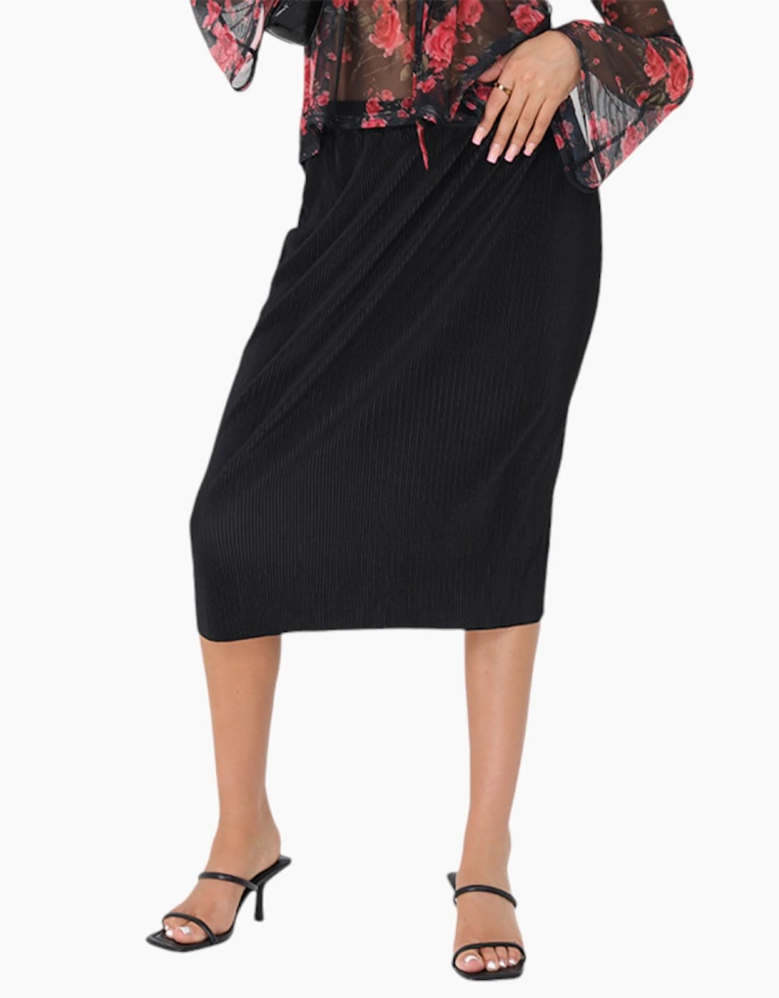 Women's BRAVE SOUL ELLE Womens Midi Skirts Elasticated Waist Ladies Casual Bottom Black - Size: 12