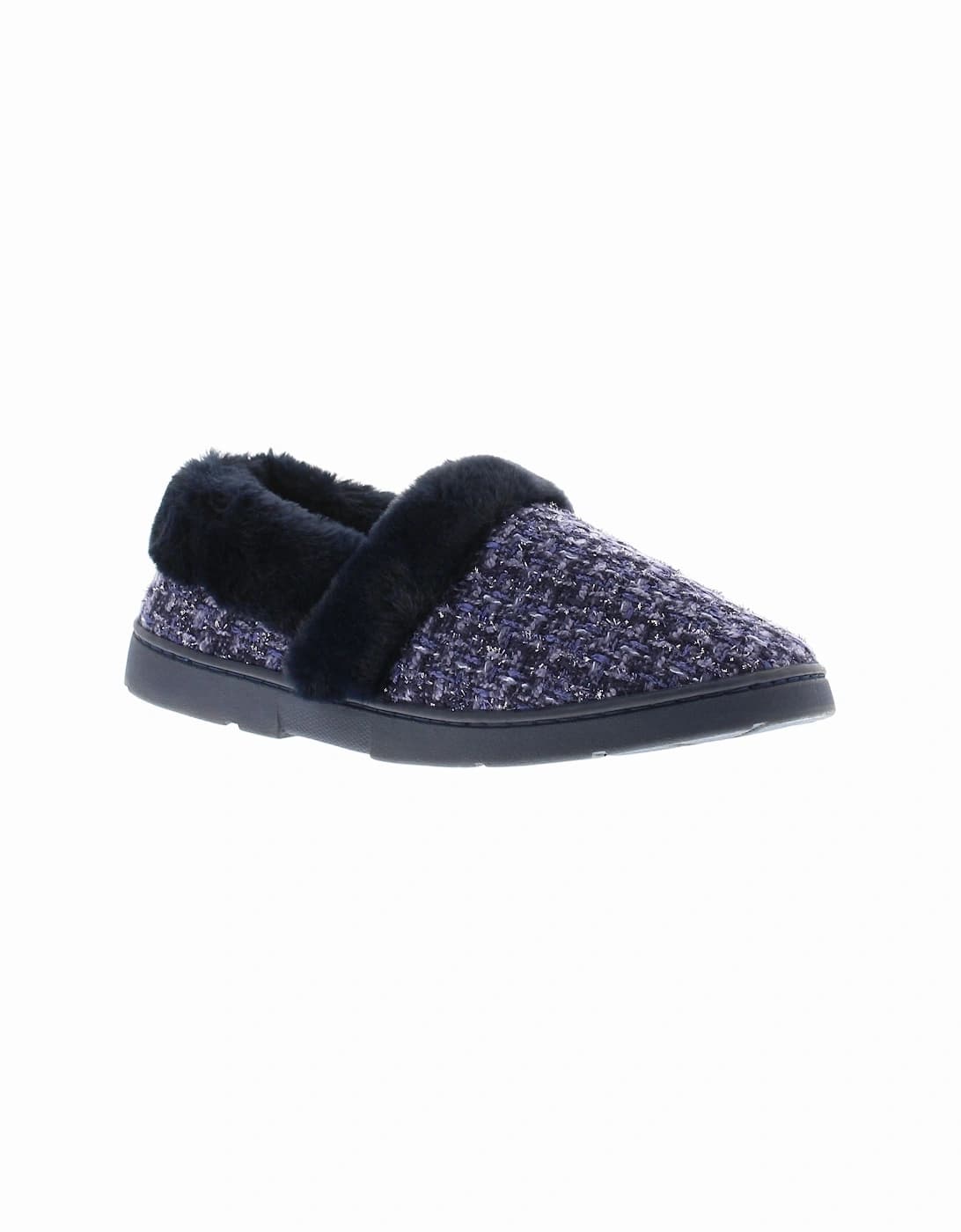 Women's Strollers Womens Slippers Avon Slip On Fluffy Faux Fur Navy UK Size - Blue - Size: 8