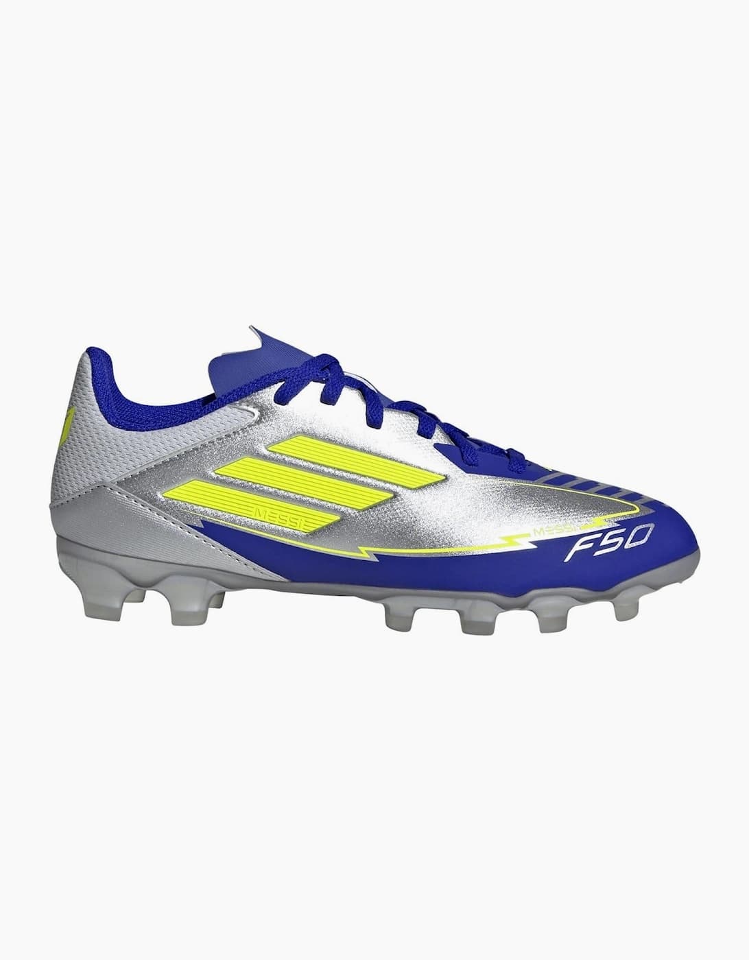 Adidas F50 Firm Ground Graphic Print Sneakers - Slv Yellow Blue - Size: C11.5 30