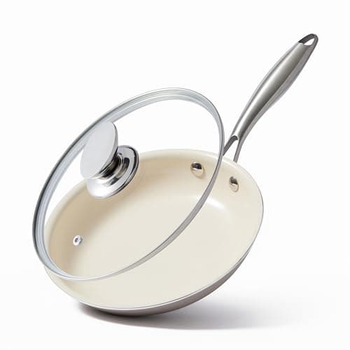 Ceramic Nonstick Frying Pan(28cm+Lid) | Aluminum Cookware | with Stainless Steel Handle | PFAS-Free | Non-Toxic | Oven Safe | Induction Ready
