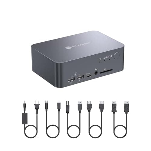 AV Access Dual Monitor KVM Switch Docking for Laptop & Desktop - Type C Charging, Ethernet, EDID, HDMI & DisplayPort, USB C MST Dual 4K@60Hz Display,