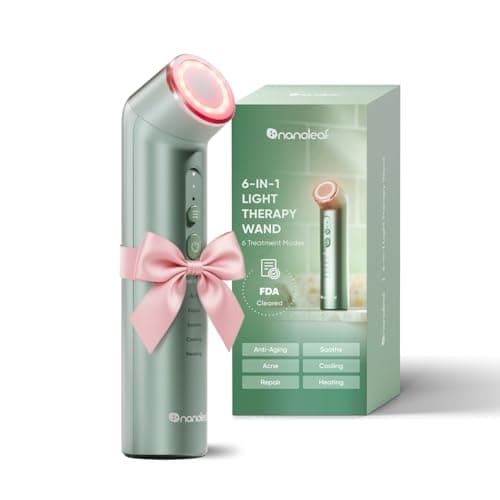 Nanoleaf 6-in-1 Light Therapy Wand, Face Neck Massager, Multitasking Modes Combines Red Light + NIR/Blue Light, Cooling, Heating or Vibration,
