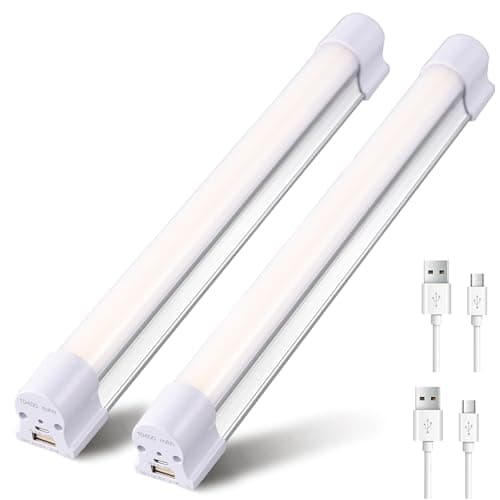 Letour 2 Packs Camping Lights, LED Tube Magnetic Work Light Bar 120W 1200Lumens 5 Dimmable Levels Camping Lantern USB Rechargeable Magnetic Lights
