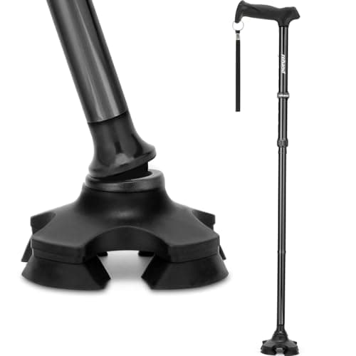 Rehand Walking Stick for Men & Women - Foldable, Adjustable, Lightweight, Self Standing Pivot Walking Stick, Soft Handle Grip, with Travel Bag,