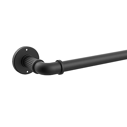 Industrial Curtain Poles, 72-144 Inch, 1 Inch Diameter, Wrap Around Curved Curtain Poles for Indoor and Outdoor, Modern Contemporary Design, Matte