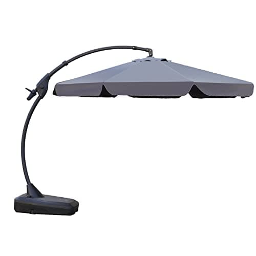 Grand patio Garden Parasol Umbrella with Base 300CM, Aluminium Cantilever with 8 Ribs, Crank Lift Operating, Large Patio Umbrella for Pool,Garden,