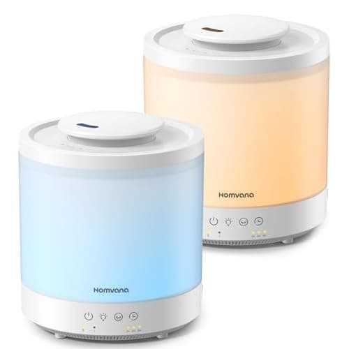 Homvana Humidifiers for Bedroom, Large Room, Cool Mist, 1.5L, 2Packs | Cool Mist Humidifier for Baby Nursery Plants Kids Home, 3-in-1 Diffuser with