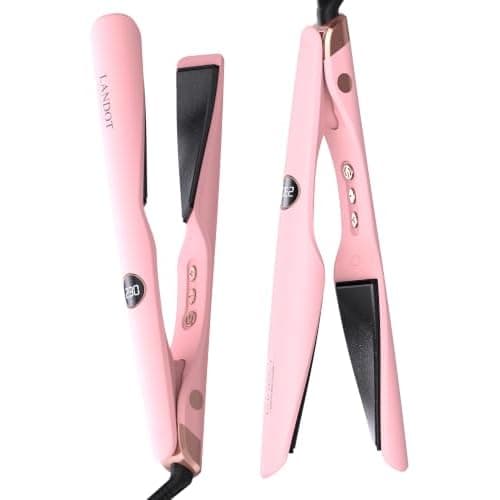 LANDOT 2-in-1 Hair Straightener and Curler for Women, Straighten Curl Wave | Twist Floating Anti-Frizz Nano-Ceramic Plates, Sleek, Smooth & Soft