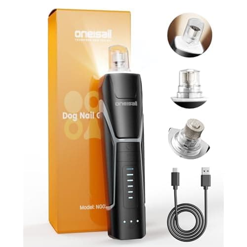 oneisall Dog Nail Grinders with 360°LED Lights,40db Silent | Cordless Dog Claw Grinder, Groom Pro Dog Nail File,6 Speed Adjustable Painless Pet Nail