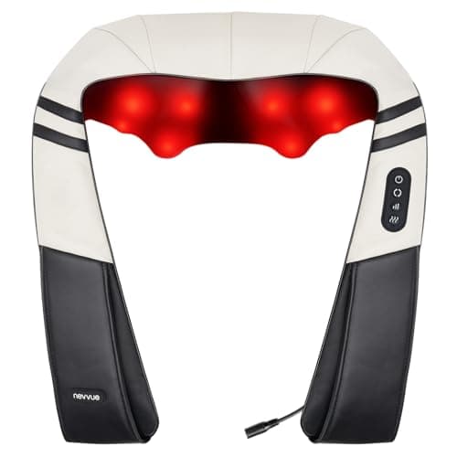 Neck Massager, Back Massager with Heat, Deep Tissue 3D Kneading | Shiatsu Massager for Legs, Feet, Waist & Arms, Low Noise, Adjustable 3 Intensity