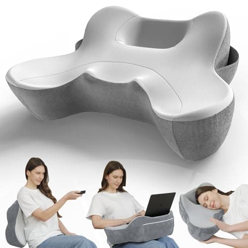 RUMMY Memory Foam Lumbar Support Pillow for Office Chair and Bed – Ergonomic Back Cushion with Washable Cover (Grey)
