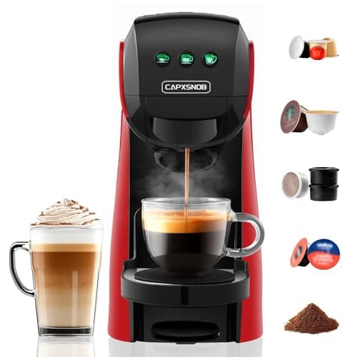 Warriors1 5 in 1 Pod Coffee Machines for Nespresso Original, Dolce Gusto, Lavazza A Modo Mio, Espresso Point Capsule and Ground Coffee, 20Bar, 0.8L,