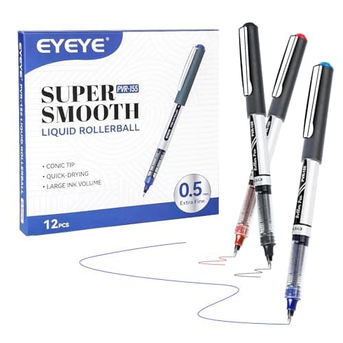 EYEYE Liquid Ink Rollerball Pens 0.7mm, Medium Point Roller Ball Pen 12 Pack 3 Colors Quick Dry, Ink Pens Fine Point Smooth Writing Pens for