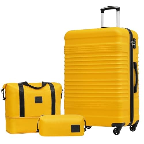 COOLIFE Luggage Sets 3 Piece 28 Inch Suitcase Large ABS+PC Hard Shell TSA | Suitcase Set Spinner Wheels, Expandable Travel Duffel & Toiletry Bag–