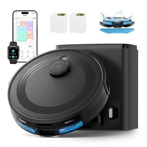 Lefant M2 Plus Robot Vacuum with Mop,Self-Emptying Base,75-Day Hands-Free | 6000Pa Suction Power, dToF Laser Navigation, PSD Obstacle Avoidance, WiFi