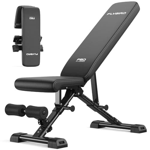 FLYBIRD Adjustable Weight Bench,363KG Pro Workout Bench for Home Gym,Fast Adjustment System,Easy Folding&Storage Training Bench with ASTM-Certified,
