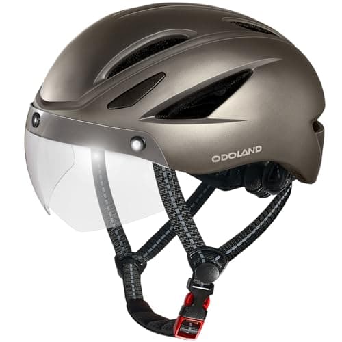 Odoland Bike Helmet - Adult Bicycle Helmet with Detachable Magnetic Goggles Visor - Mountain Road Cycling Certified Lightweight Helmet Adjustable for