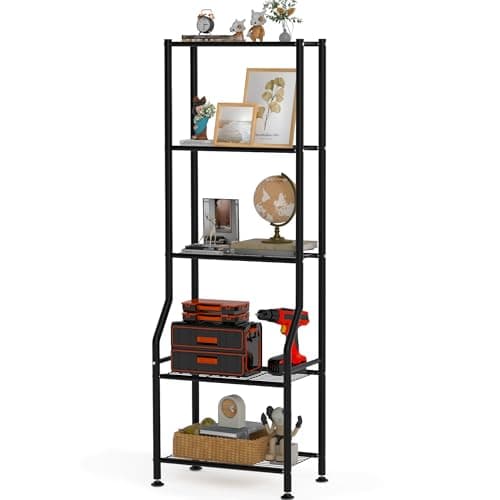 GloTika 5-Tier Narrow Storage Shelves, 500LBS Total Capacity Metal Wire Rack with Leveling Feet, Rust-Resistant Organizer for Small Space, Kitchen,
