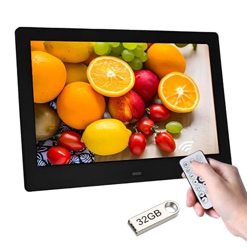 Zedify 7" HD IPS Digital Photo Frame - 1080P Video, Auto Power On/Off, Image Preview, MP3, Calendar Clock, USB with Remote Control + 32GB USB Driver