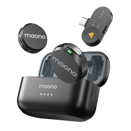 MAONO Lavalier Microphone for iPhone/Android/PC, USB-C Wireless Mini Mic with 48KHz/24Bit, 300m Range, Noise Reduction, Plug-and-Play, 30H Battery