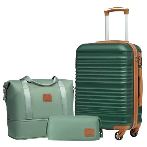 COOLIFE Luggage Sets 3 Piece 20 Inch Carry On Suitcase Set ABS+PC Shell TSA | Lightweight Spinner Wheels, Expandable Travel Duffel & Toiletry