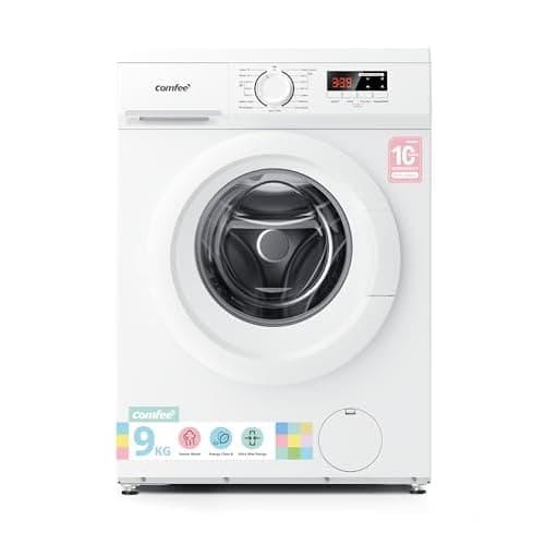COMFEE' 9kg Washing Machine Energy Class A 1400rpm BLDC Motor Slim White | Steam Wash,50cm Slim,Quick Wash and Quiet,Durable Motor for Family Laundry