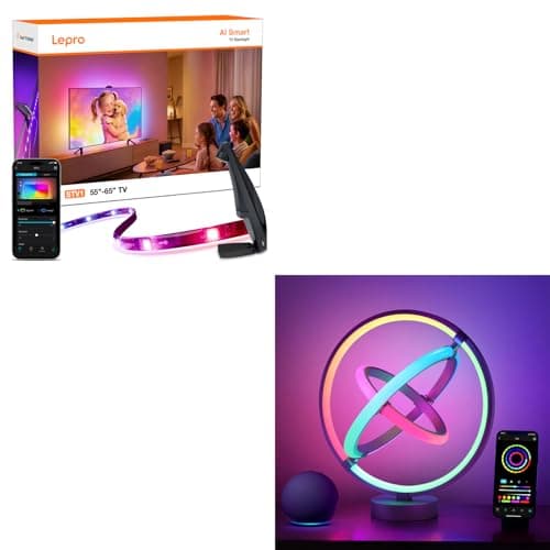 Lepro Bundle – 2 Items: STV1 Smart TV Backlight for 55-65 Inch TVs & TB1 Smart Table Lamp