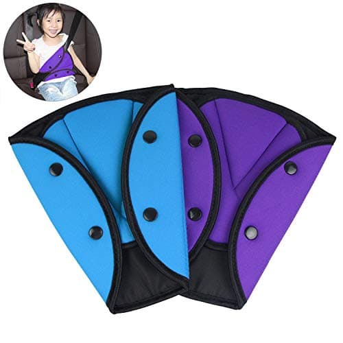 2 Pack Car Seatbelt Shoulder Pads, Mesh Safety Strap Adjuster Cover | 2-Pack Breathable Mesh Seat Belt Shoulder, Children Seat Belt Clips, Purple &