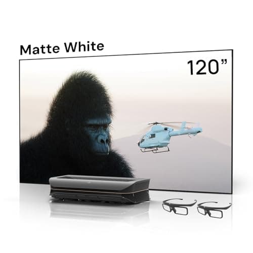 AWOL VISION LTV-3500 Pro Bundle with 120" Matte White Screen and 3D Glasses (2-Pack), 4K UHD HDR10+ Dolby Vision Ultra Short Throw Triple Laser