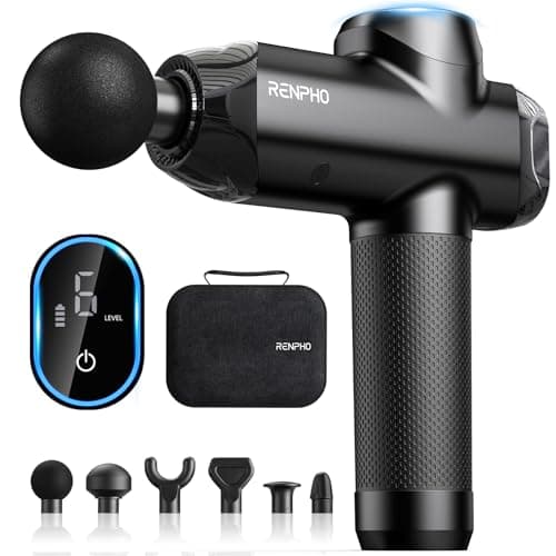 RENPHO Power Massage Gun, Professional Massager, LCD Touch Display, 12mm | Powerful Motor for Deep Tissue Muscle Relaxation, Handheld Ergonomic