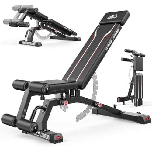 FLYBIRD Adjustable Weight Bench,363KG Pro Workout Bench for Home Gym,Fast Adjustment System,Easy Folding&Storage Training Bench with ASTM-Certified,