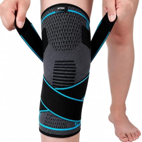 Knee Brace for Arthritis ACL and Meniscus Tear Adjustable Knee Sleeves for Sports Knee Support for Men and Women Blue-3XL