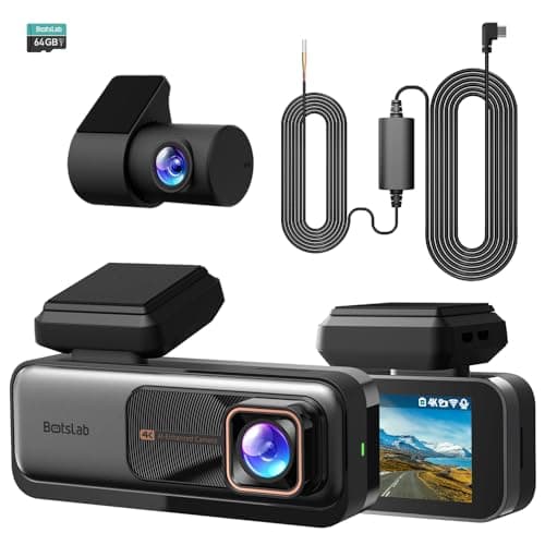 BOTSLAB 4K Dash Cam Front and Rear, Night Vision, 360° Rotatable Rear Camera, 2.45” IPS Screen, 170° Wide Angle, Built-in GPS and WiFi, 24/7