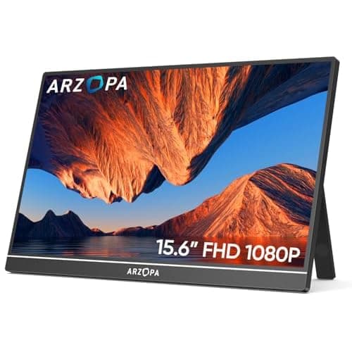 ARZOPA Portable Monitor 15.6" 1920×1080 FHD IPS Portable Monitor for Laptop with Kickstand, Ultra-Slim Second Screen for Laptop/PC/Mac/PS3/4/5/Xbox -