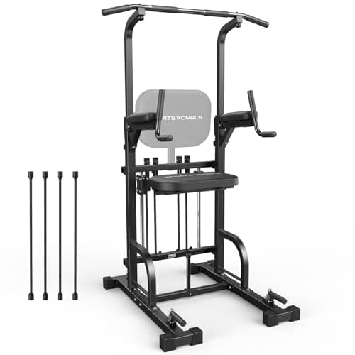 Sportsroyals Power Tower Pull Up Bar Station, 450LBS Stable Pull Up Dip Station for Home Gym Strength Training Equipment