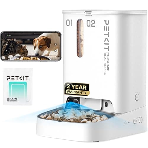 PETKIT Automatic Cat Feeder with Camera, Dual Hopper for Mixed Diets & Multi-Cat Feeding, 1080P HD Video with Night Vision, 2-Way Audio, Motion