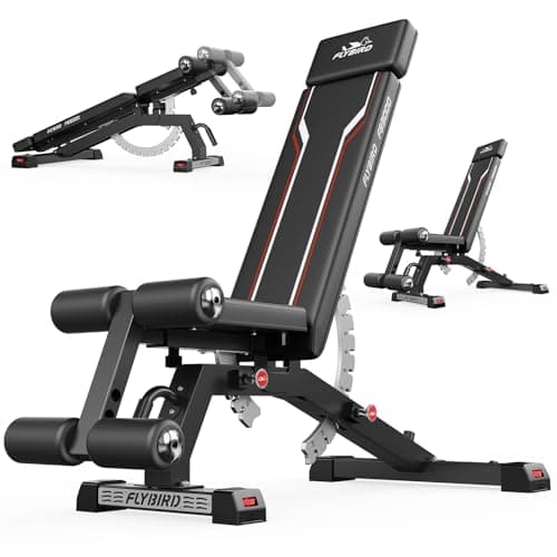 FLYBIRD Adjustable Weight Bench,363KG Pro Workout Bench for Home Gym,Fast Adjustment System,Easy Folding&Storage Training Bench with ASTM-Certified,
