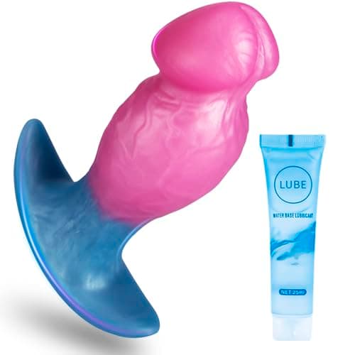Beginner Wearable Butt Plug for Women Men, Soft Silicone Anal Plug, Knot Thick Anal Dildo with Suction Cup, Anal Sex Toys for Adults, Long-Term Wear