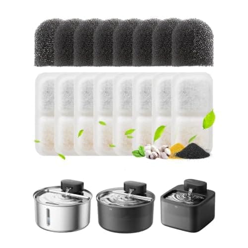 oneisall 8 Replacement Filters for Cat Water Fountain PW13 PW14, 4 Months Set of Replacement Filters for Ultra Quiet Pet Water Fountain, White 8 Count