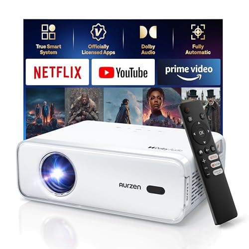 [Netflix App Available & Dolby Audio] Aurzen Eazze D1 Smart Projector | 4K Support, Auto Focus & Auto Keystone, HDR10, 60Hz Portable Projector for