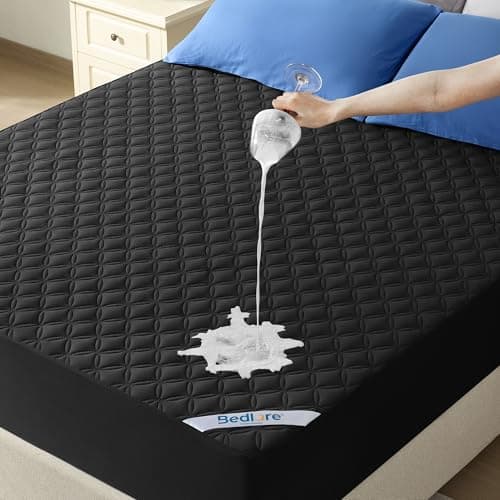 BEDLORE Waterproof Double Mattress Protector, Breathable TPU, Black | Extra Deep Pocket, Brushed Microfiber, Hypoallergenic, Noiseless, Oeko-Tex