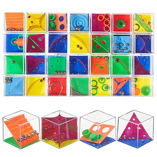 THE TWIDDLERS 56 Pack Mini Brain Teaser Puzzle Cubes - Bulk Kids Party Bag Fillers & Classroom Rewards - Assorted Maze Games for Schools, Weddings &