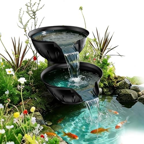 POPOSOAP Spillway Bowl and Basin Fountain Kit Easy to Set | Mini Pond with 2500 L/h Pond Pump for Waterfall Spillways, Indoor/Outdoor DIY Water