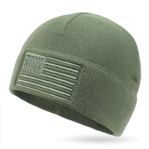 OUTDOOR SHAPING American Flag Fleece Watch Cap, USA Multi-Season Army Military Tactical Beanie, Winter Warm Beanie